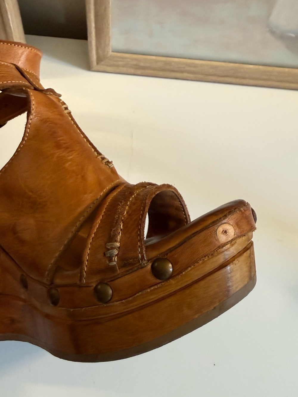 BED|STU Brown Leather Strappy Wedge Sandals - Picture 7 of 7